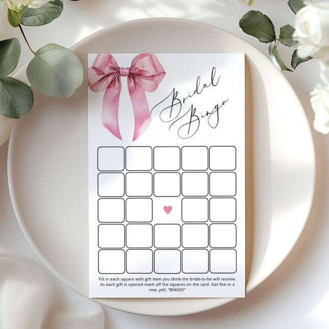Lámina Juego de bingo de ducha de novia Bow rosa (Subido por el creador)