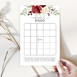 Lámina juego de bingo de ducha de novia burgundy para ros