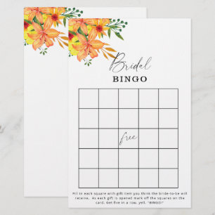 Lámina Juego de bingo de ducha de novia con jardín floral