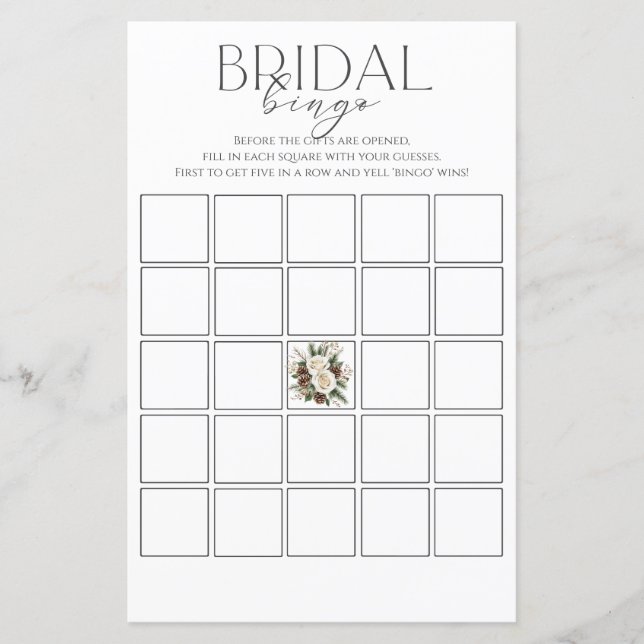 Lámina Juego de bingo de ducha de novia en invierno (Anverso)