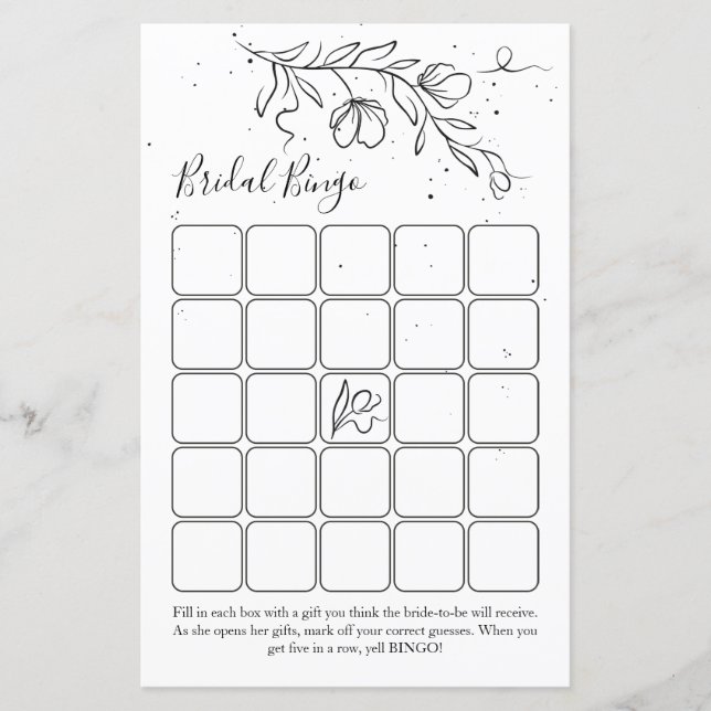 Lámina Juego de bingo de ducha de novia estilizado con ra (Anverso)