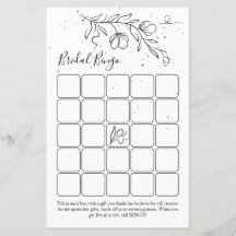 Juego de bingo de ducha de novia estilizado con ra