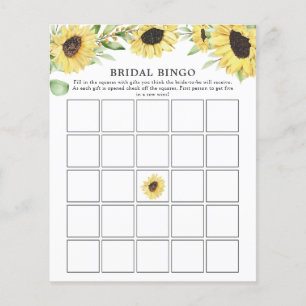 Lámina Juego de bingo de ducha de novia floral de girasol