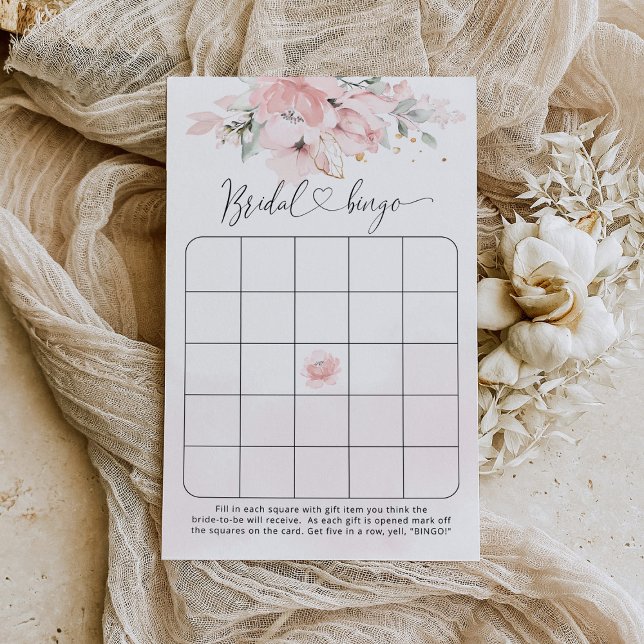Lámina Juego de bingo de ducha de novia floral rosa Rubor (Subido por el creador)