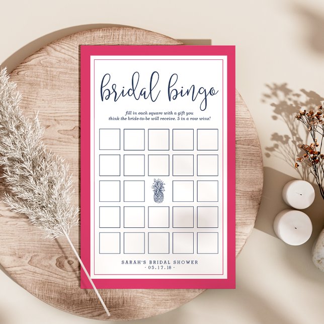 Lámina Juego de bingo de ducha de novia rosada y marina p (Subido por el creador)