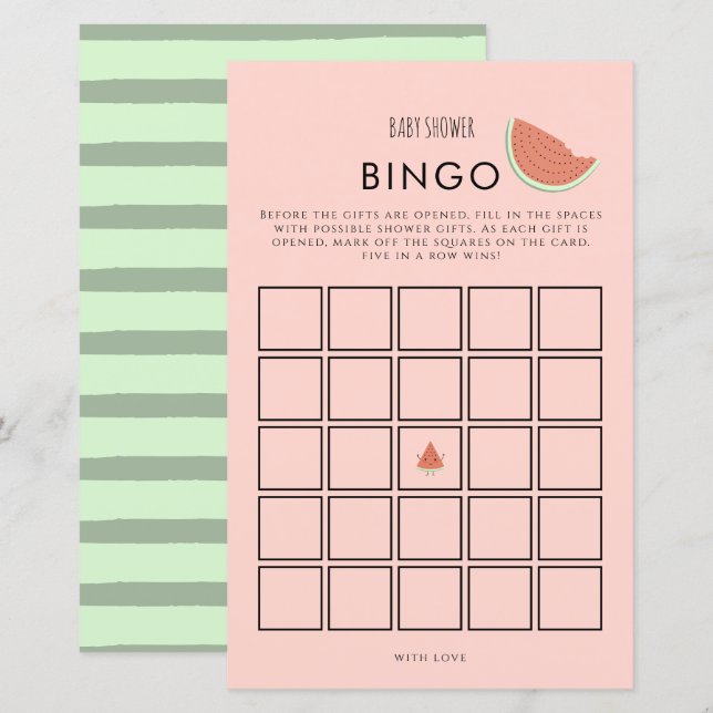 Lámina Juego de Bingo de Fiesta de Cumpleaños de la sandí (Anverso / Reverso)