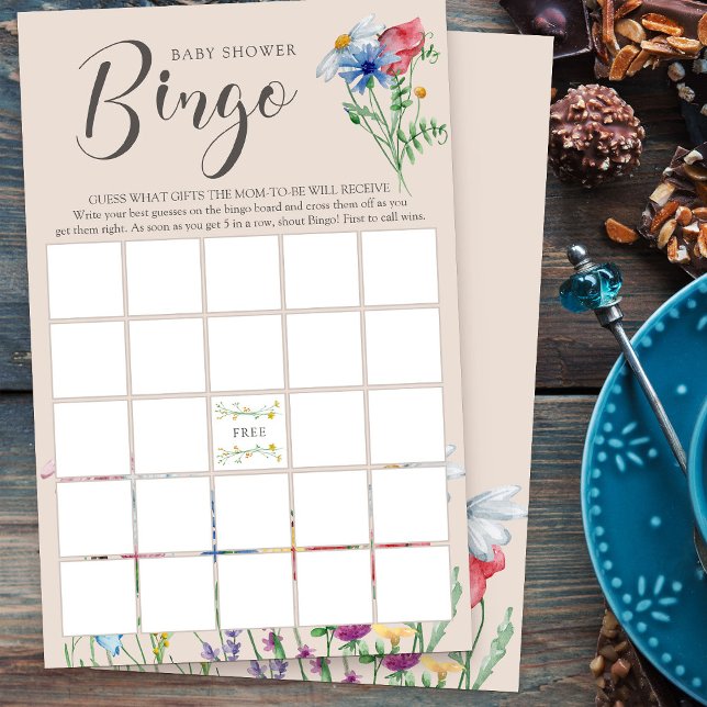 Lámina Juego de bingo de flor silvestre Charm Baby Shower (Bingo Game for baby shower or bridal shower from my Wildflower Charm collection)