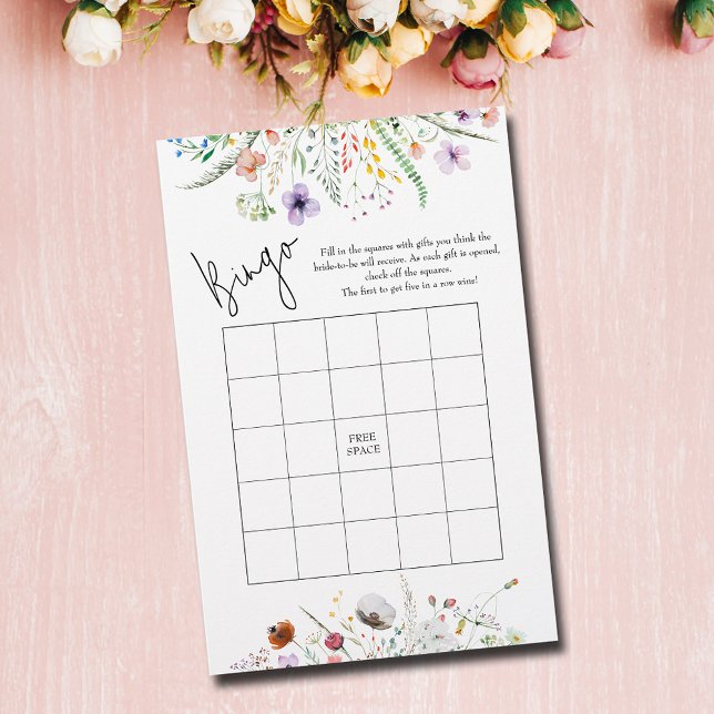 Lámina Juego de Bingo de Flores Silvestres (Wildflowers Bridal Shower Bingo Game Cards (on 80 lb.  paper))