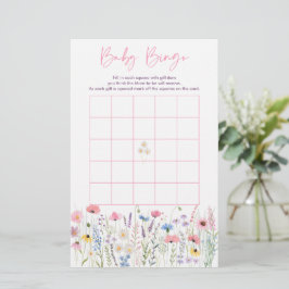 Lámina Juego de Bingo de Flores Silvestres Baby Shower Pi
