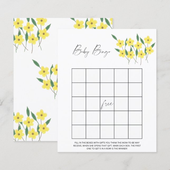 Lámina Juego de Bingo de flores silvestres bebé (Anverso / Reverso)