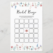 Juego de bingo de flores silvestres con ducha de n