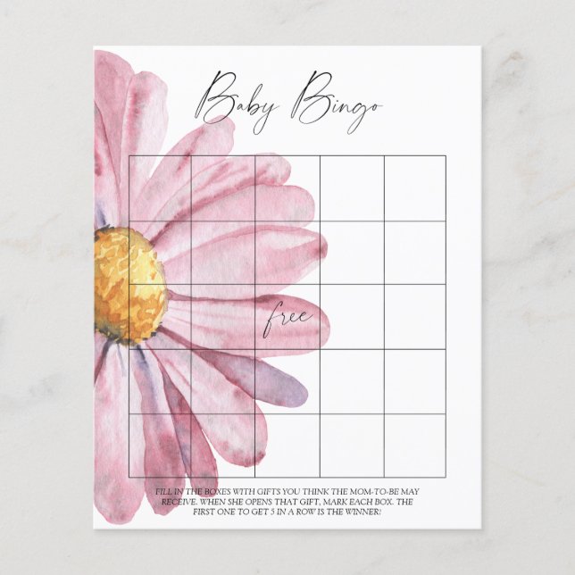 Lámina Juego de Bingo de flores silvestres para bebé (Anverso)