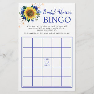 Lámina Juego de Bingo de la ducha de novia con luces azul