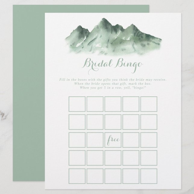 Lámina Juego de bingo de novia en el País de las Montañas (Anverso / Reverso)