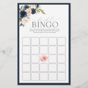 Lámina Juego de bingo de novia floral rosa de la Marina A