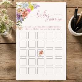 Lámina Juego de Bingo de Regalos para Bebé con Flores en