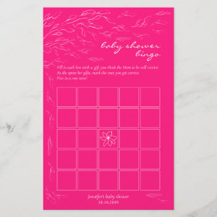Lámina Juego de bingo de regalos para bebé de color rosa