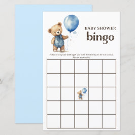 Lámina Juego de bingo de Teddy Bear Boy Baby Shower