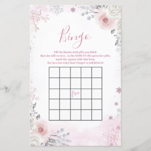 Lámina Juego de bingo de trineo de copo de nieve rosa pas