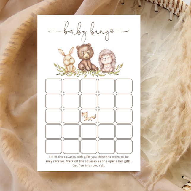 Lámina Juego de bingo de Woodland Animals Baby Shower (Subido por el creador)