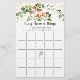 Lámina Juego de bingo de Woodland Greenery Baby Shower