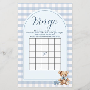 Lámina Juego de Bingo de Zapatos de Bebé Oso a Cuadros pa