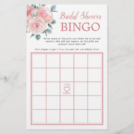 Lámina Juego de Bingo Duste Rosa Eucalyptus Bridal Shower