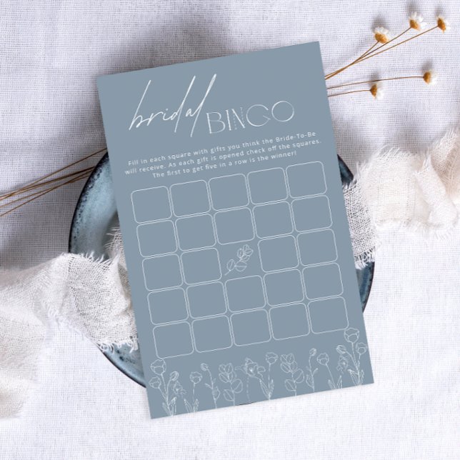 Lámina Juego de Bingo Dusty Blue Floral Bridal Shower (Subido por el creador)