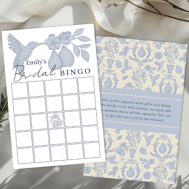 Lámina Juego de Bingo Dusty Blue Perfect Pear Bridal Show (Bridal Shower Bingo)