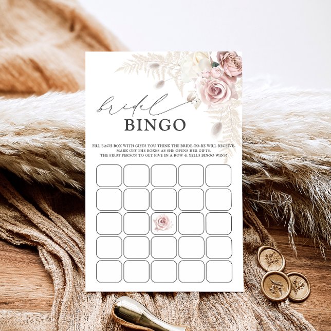 Lámina Juego de bingo Dusty Rosa Rubor Floral Bridal Show (Subido por el creador)