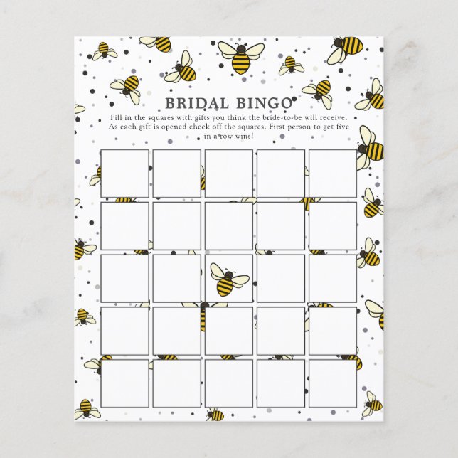 Lámina Juego de Bingo Elegante De Bee Bridal Shower (Anverso)