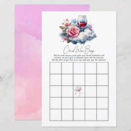 Lámina Juego de Bingo en Cloud Wine Bridal Shower