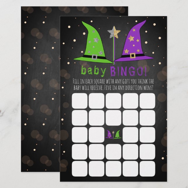Lámina Juego de Bingo Fiesta de Halloween Witch Gender Re (Anverso / Reverso)