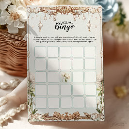 Lámina Juego de Bingo Floral Bridal Shower Bridal Azul y