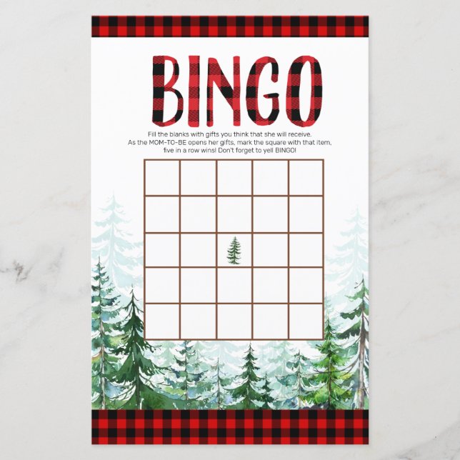 Lámina Juego de Bingo Forestal Woodland Lumberjack (Anverso)