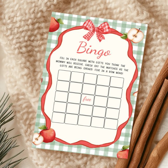 Lámina Juego de Bingo Gingham Apple of Our Eye (Apple of Our Eye Baby Shower Bingo Game)