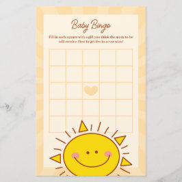 Lámina Juego de Bingo Little Sunshine Boy Baby Shower