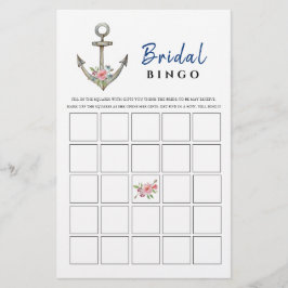 Lámina Juego de bingo Nautical Anchor Bridal Shower