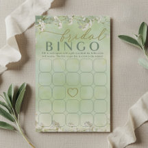 Juego de Bingo Nupcial de Flor Silvestre Verde