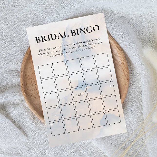 Lámina Juego de bingo nupcial en Nueve nubes (Bridal Bingo - She's on cloud 9)