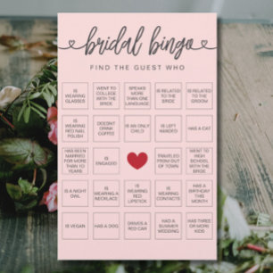 Lámina Juego de Bingo Nupcial Encuentra al Invitado Ducha