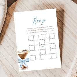 Lámina Juego de Bingo para Baby Shower Blue Bow Espresso