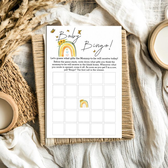 Lámina Juego de Bingo para Baby Shower Boho Arcoíris con  (Subido por el creador)