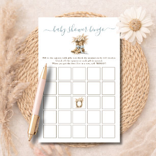 Lámina Juego de Bingo para Baby Shower Botas Vaqueras Lit