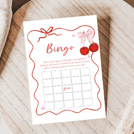 Lámina Juego de Bingo para Baby Shower Cereza con Lazo Ro