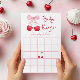 Lámina Juego de Bingo para Baby Shower Cereza con Lazo Ro