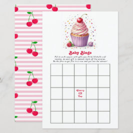 Lámina Juego de Bingo para Baby Shower Cereza en la Parte