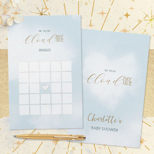 Lámina Juego de bingo para baby shower Cloud 9 Celeste