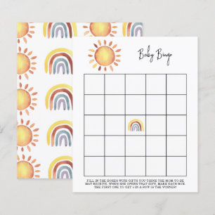 Lámina Juego de bingo para baby shower con sol radiante