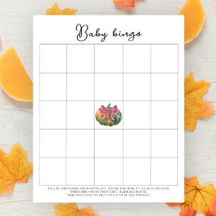 Lámina Juego de bingo para baby shower de calabaza